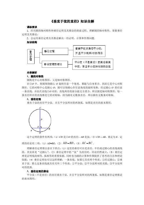 人教版九年级数学上《垂直于弦的直径》知识全解