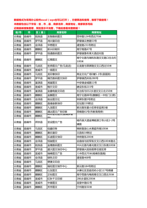 2020新版云南省曲靖市打印工商企业公司商家名录名单联系电话号码地址大全339家