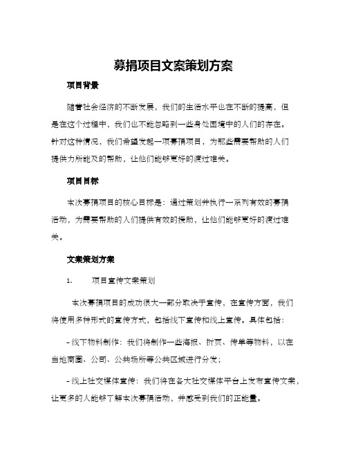 募捐项目文案策划方案