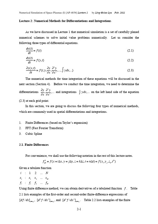 Numerical Methods for Differentiations and Integrations