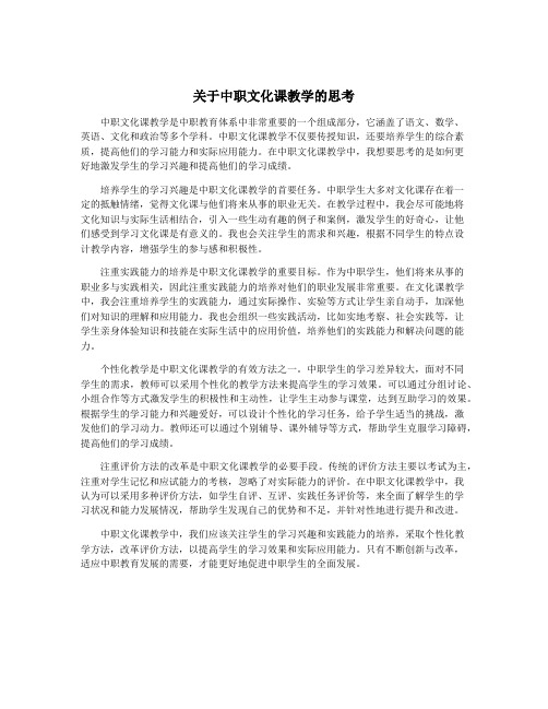 关于中职文化课教学的思考