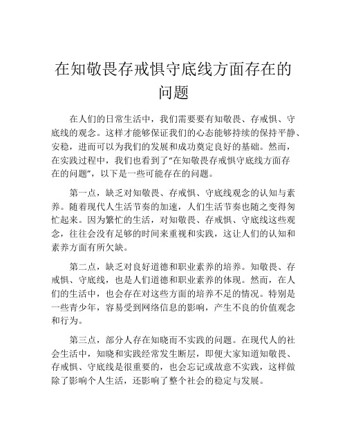 在知敬畏存戒惧守底线方面存在的问题