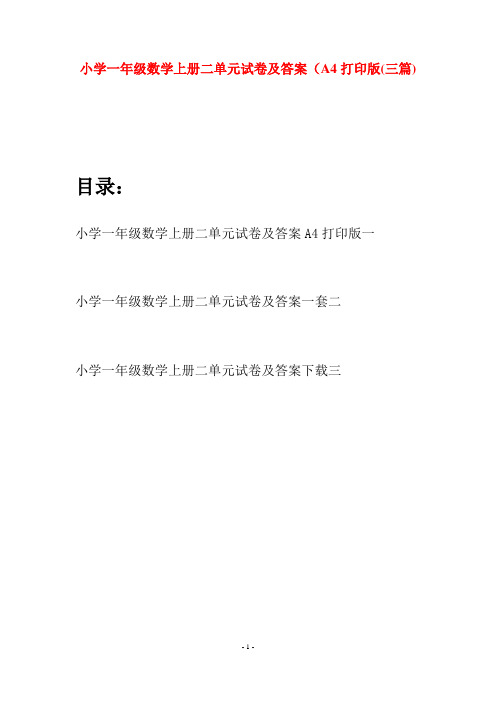 小学一年级数学上册二单元试卷及答案A4打印版(三套)