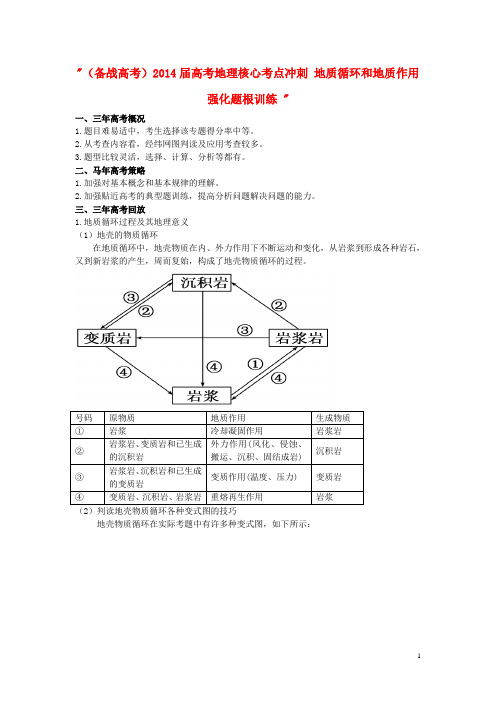 高考地理核心考点冲刺 地质循环和地质作用强化题根训练 