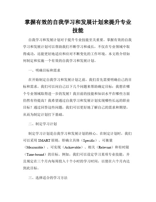 掌握有效的自我学习和发展计划来提升专业技能