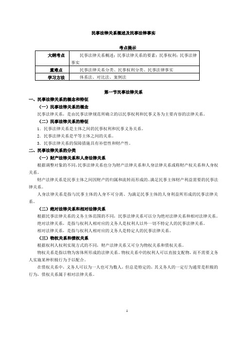 民事法律关系概述及民事法律事实