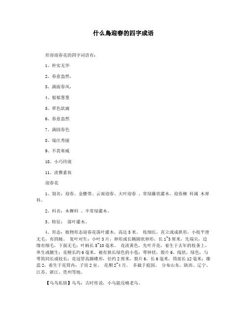 什么鸟迎春的四字成语