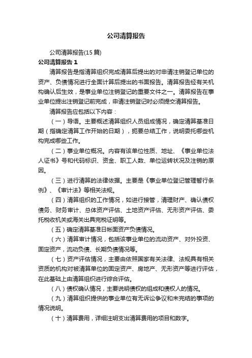 公司清算报告