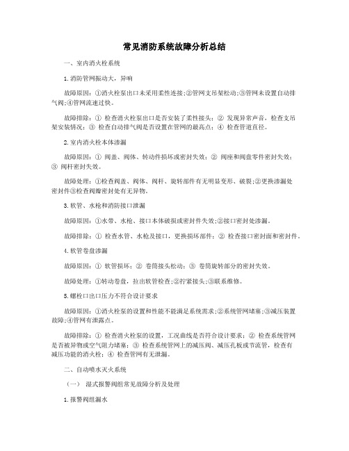 常见消防系统故障分析总结