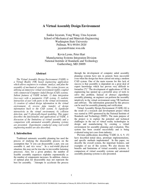 A Virtual Assembly Design Environment