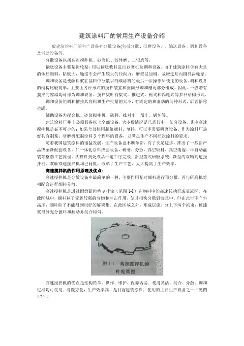 建筑涂料厂的常用生产设备介绍