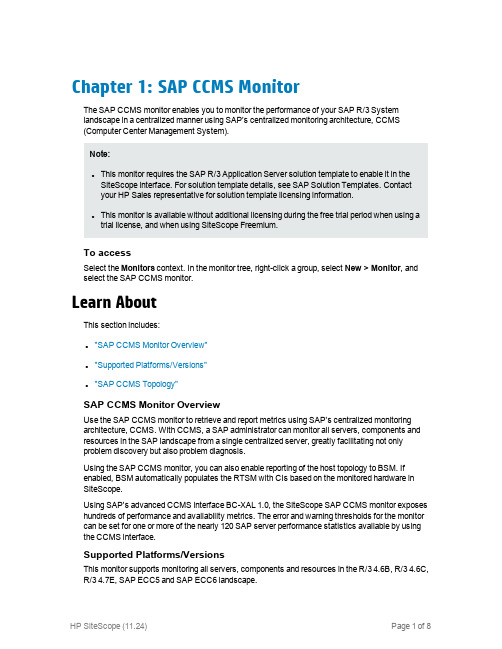 SAP CCMS Monitor 监控概述说明书