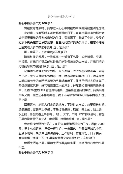 我心中的小康作文500字