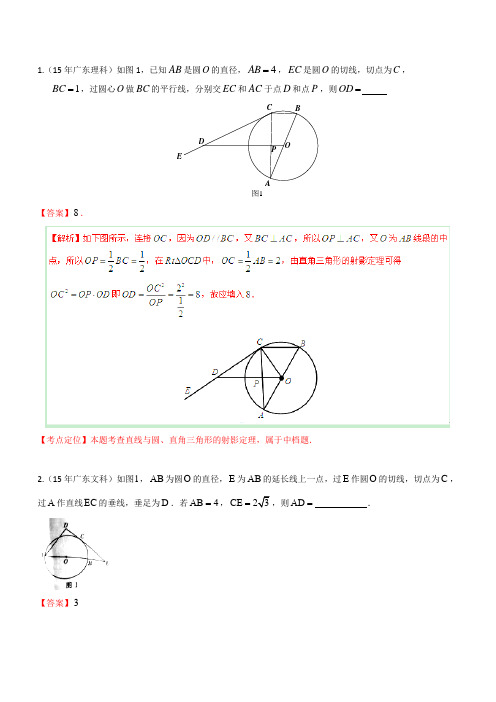 2015年高考数学试题-选修4系列,解析版