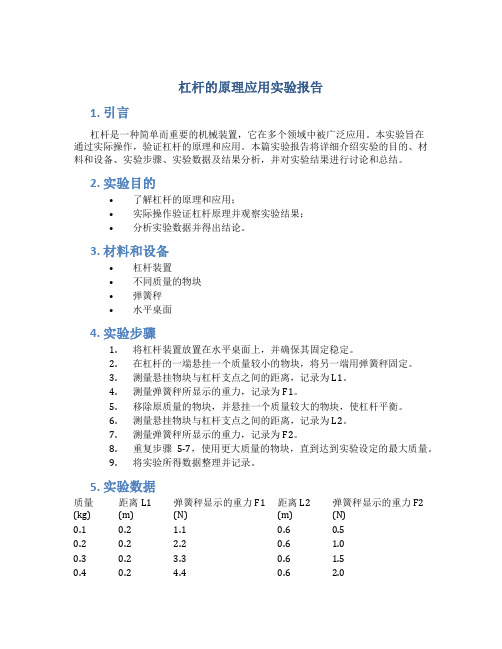 杠杆的原理应用实验报告