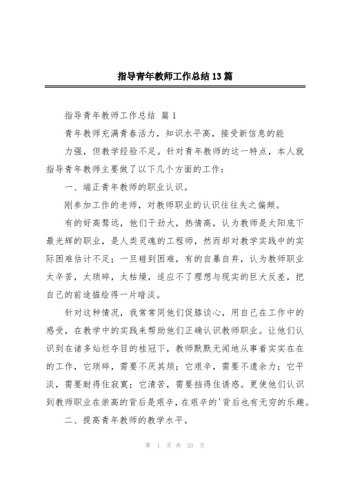 指导青年教师工作总结13篇