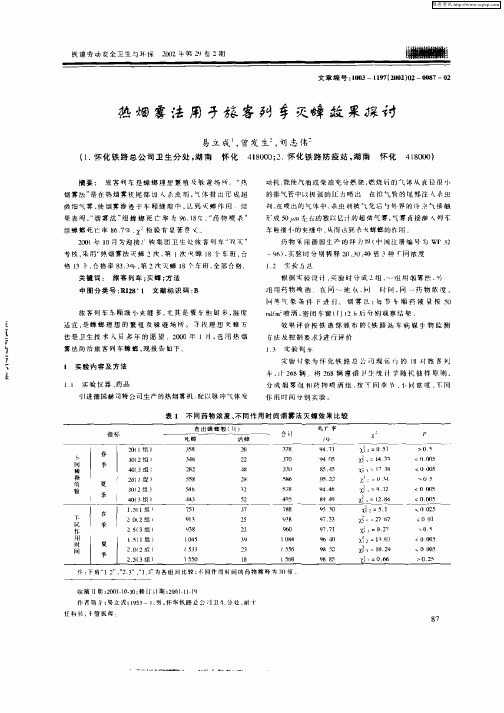 热烟雾法用于旅客列车灭蟑效果探讨