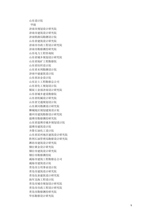 山东省设计院名单