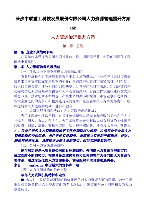 长沙中联重工科技发展股份有限公司人力资源管理提升方案abh