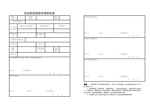 创业担保贷款申请审批表