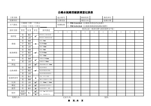 公路水泥路面破损调查记录表