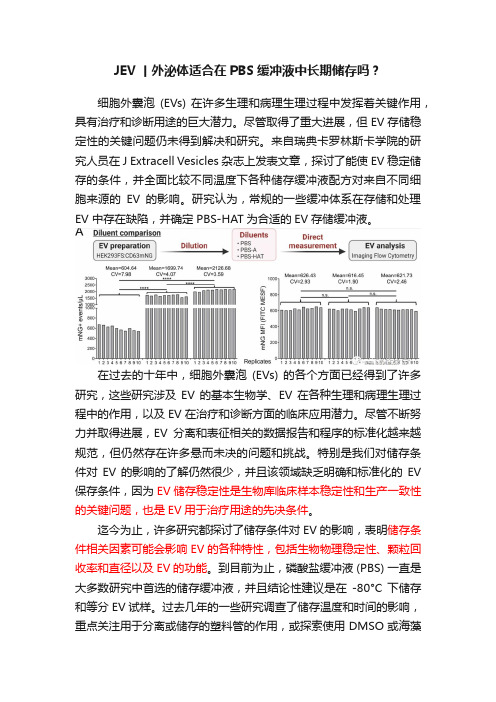 JEV丨外泌体适合在PBS缓冲液中长期储存吗？