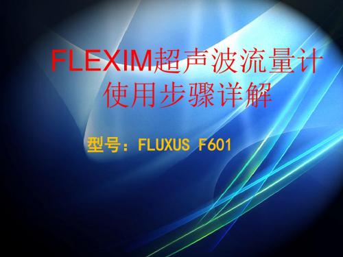 FLEXIM超声波流量计使用步骤详解(型号：FLUXUS F601)