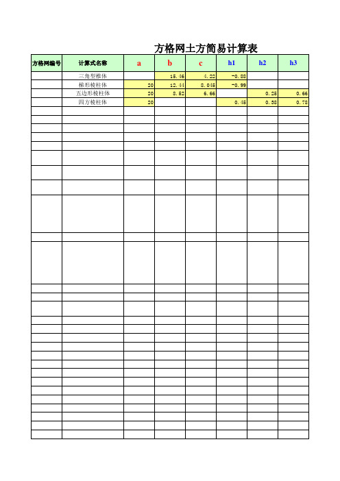 简易方格网土方计算表