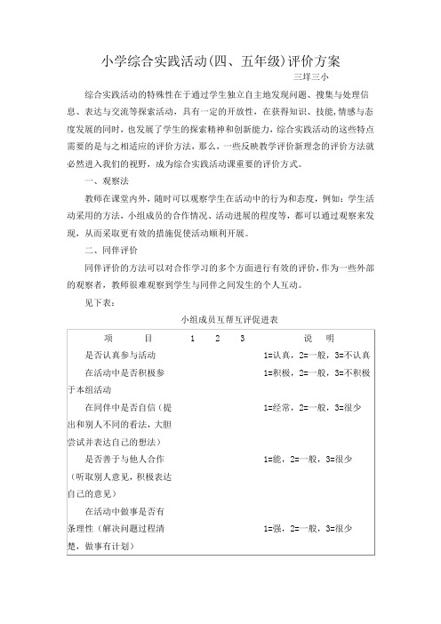 四五年级综合实践活动评价方案