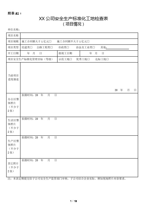 公司安全生产标准化工地检查表