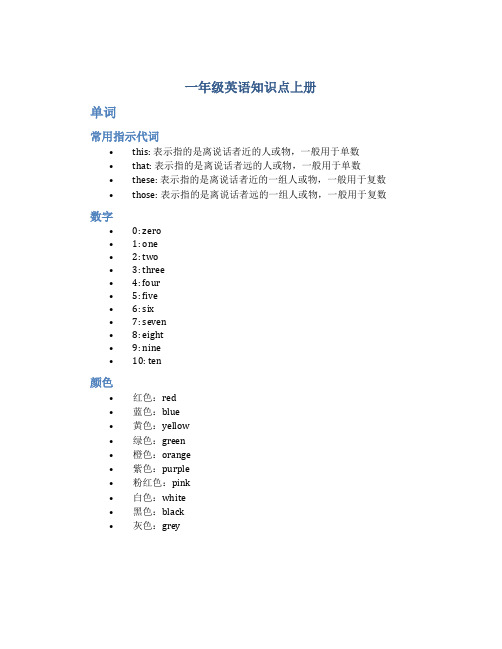 一年级英语知识点上册