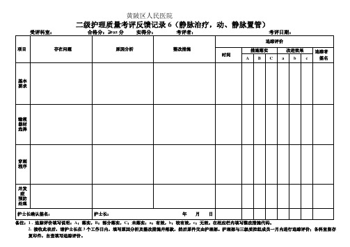 质量考评反馈记录6(静脉治疗)