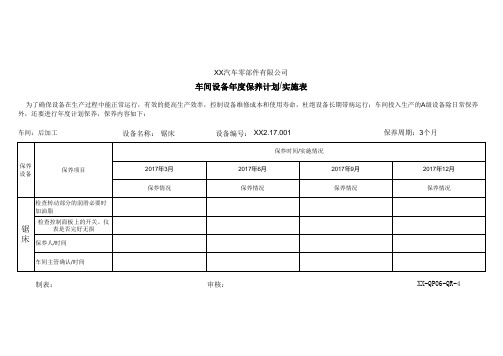 锯床保养记录表