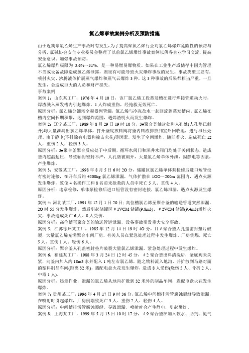 氯乙烯事故案例分析及预防措施