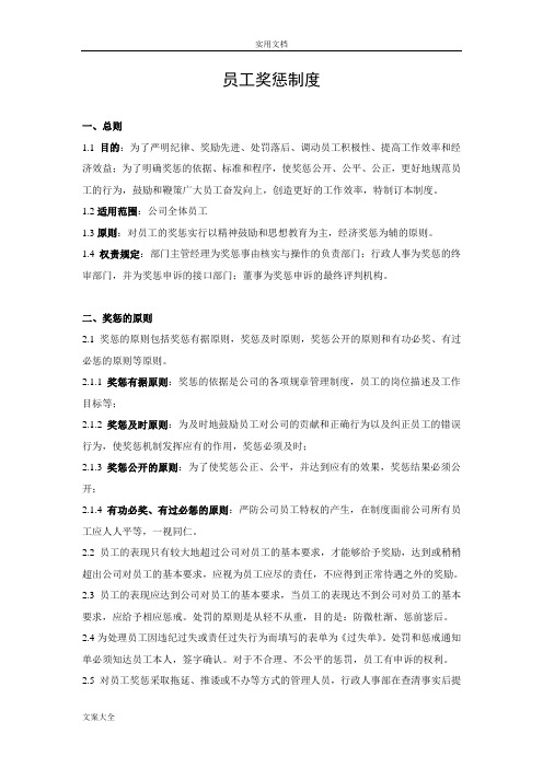 公司管理系统员工奖惩规章制度