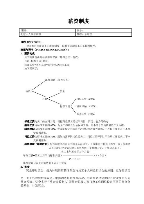 人事管理表格薪资制度