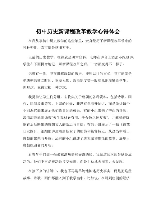 初中历史新课程改革教学心得体会