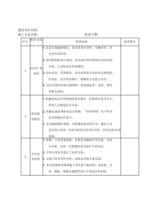 机械设备专项整治检查表