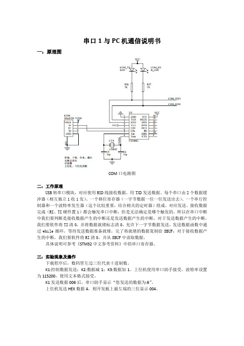 STM32 串口1与PC机通信说明书