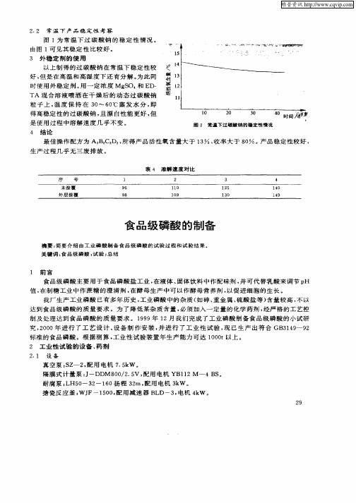 食品级磷酸的制备