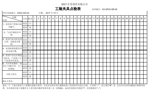 工装夹具点检表