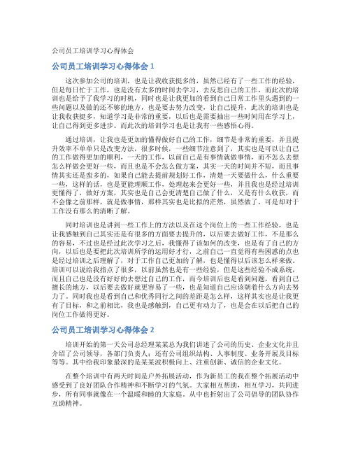 公司员工培训学习心得体会