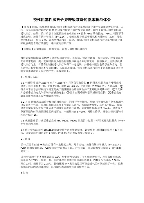 慢性阻塞性肺炎合并呼吸衰竭的临床救治体会