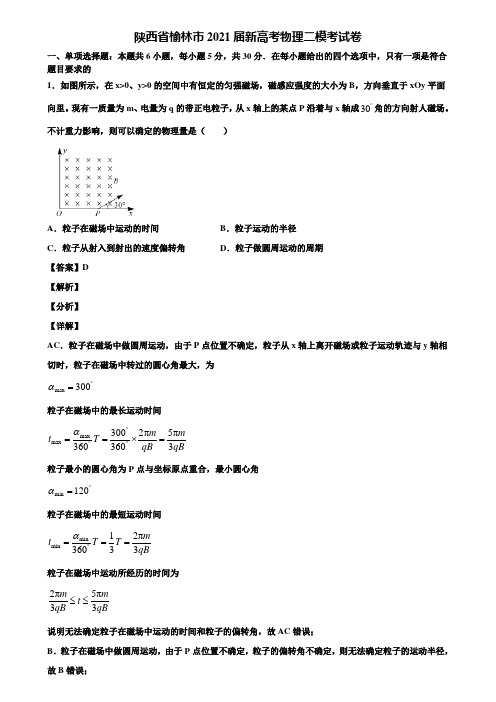 陕西省榆林市2021届新高考物理二模考试卷含解析