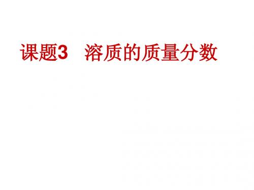 九年级化学下册_课题3_溶质的质量分数课件_人教新课标版