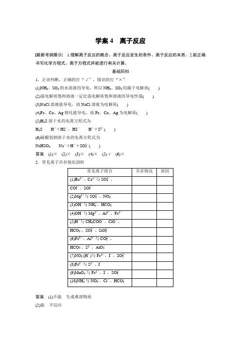 【考前三个月】高考化学(山东专用)二轮复习练习：第一部分_专题讲练4_离子反应_Word版含解析