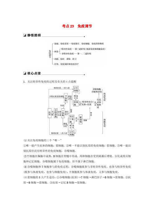 江苏高考生物复习专题七人体的稳态及调节机制考点23免疫调节学案