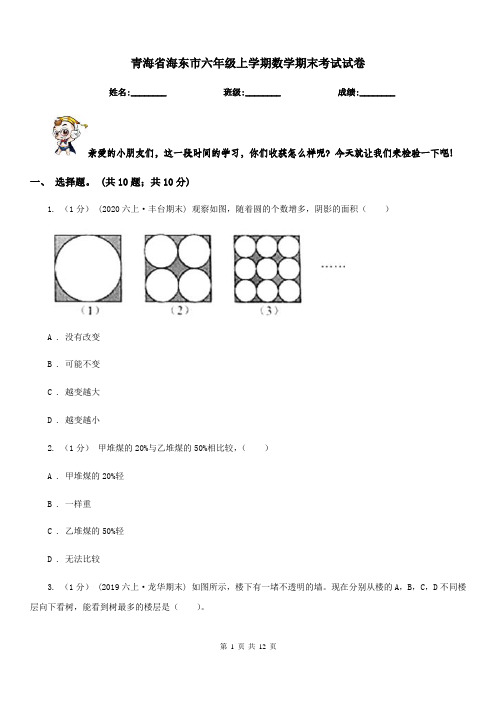 青海省海东市六年级上学期数学期末考试试卷