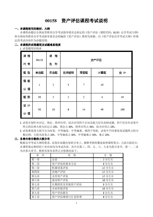 001580000资产评估课程考试说明(资产评估)修改版