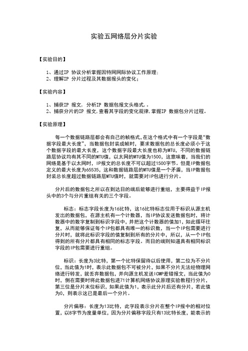 计算机网络实验网络层分片实验